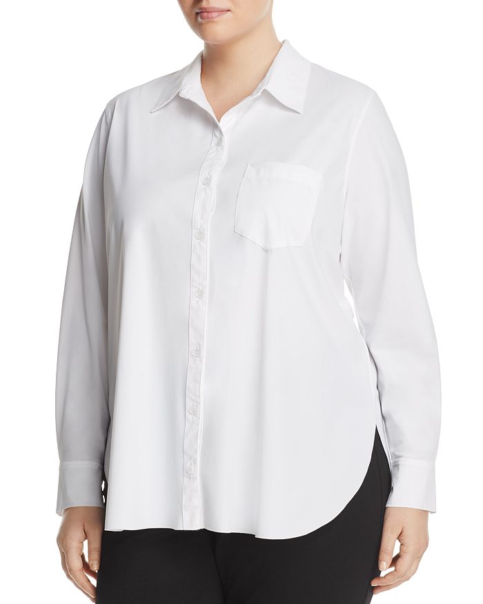 Lyssé Plus - Schiffer Pocketed Pleated-Back Button-Down Shirt