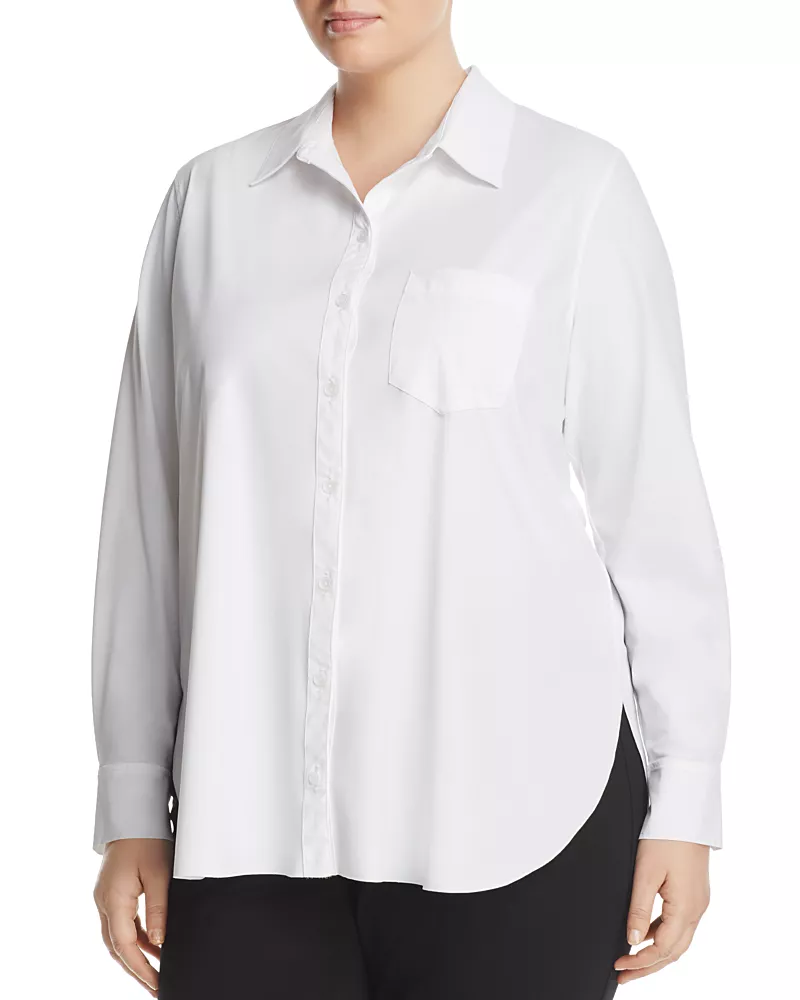 Lysse Plus Schiffer Pocketed Pleated-Back Button-Down Shirt