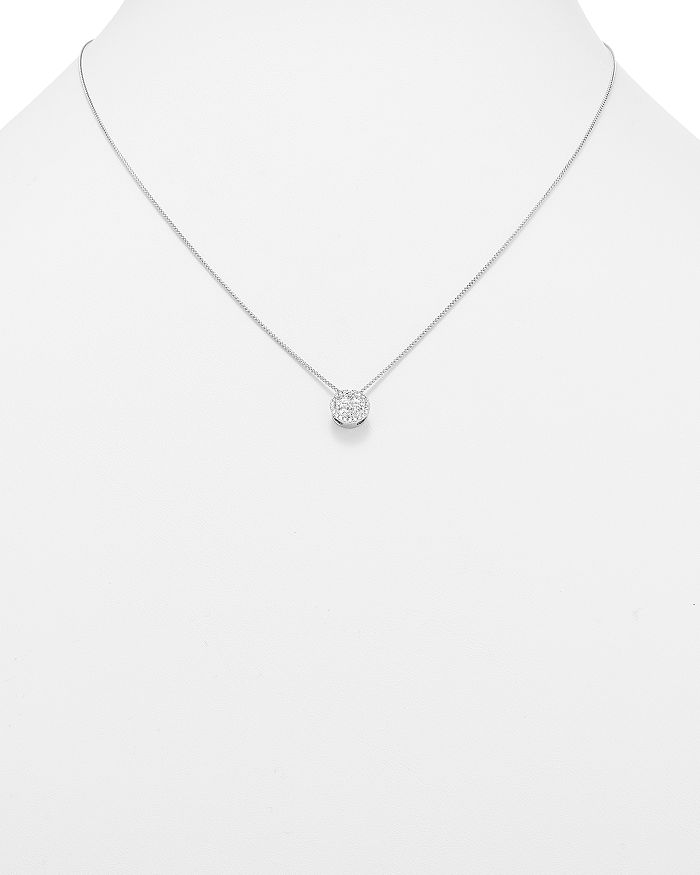 Shop Bloomingdale's Diamond Cluster Round Pendant Necklace In 14k White Gold,.35 Ct. T.w. - 100% Exclusive