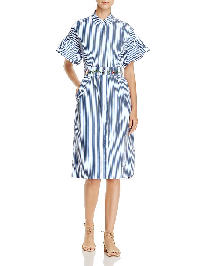 Weekend Max Mara Orfeo Embroidery Detail Striped Dress
