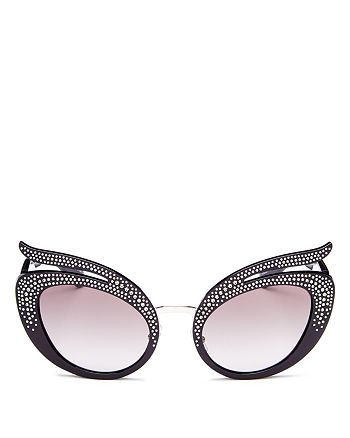Miu Miu Women S Embellished Cat Eye Sunglasses 55mm Bloomingdale S