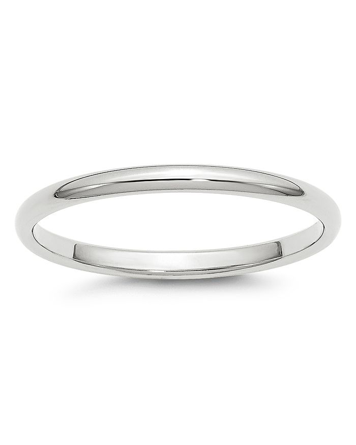 Bloomingdale's Men's 2mm Half Round Band Ring in 14K White Gold - 100% ...