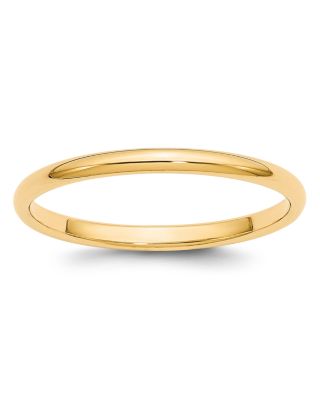 Bloomingdale's Fine Collection - Men's 2mm Half Round Band Ring in 14K Yellow or 14K White Gold - Exclusive