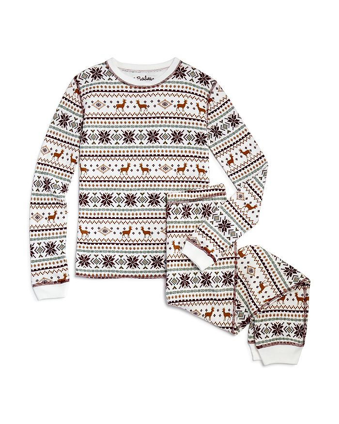 PJ Salvage Girls Waffle Knit Fair Isle Pajama Set Big Kid