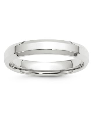 Men's 4mm Bevel Edge Comfort Fit Band in 14K White Gold 