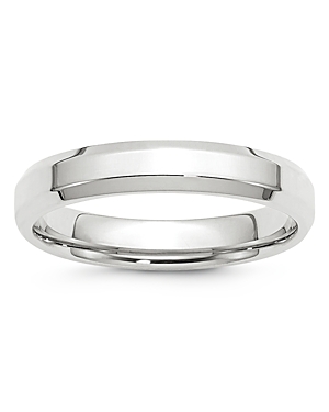 Men's 4mm Bevel Edge Comfort Fit Band in 14K White Gold - 100% Exclusive