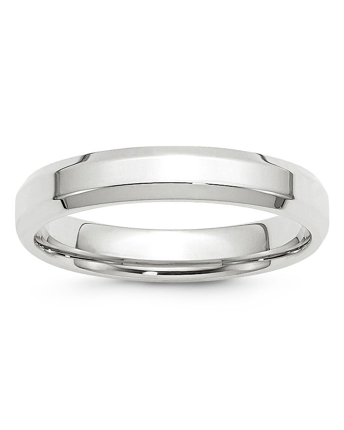 Bloomingdale's Men's 4mm Bevel Edge Comfort Fit Band In 14k White Gold - 100% Exclusive