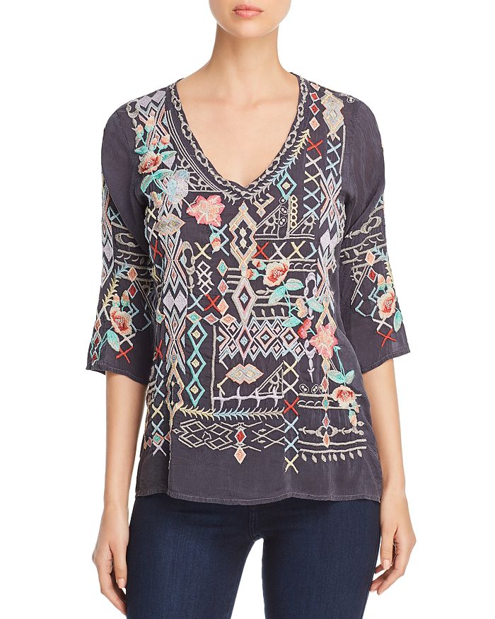 Johnny Was Collection Seeroon Embroidered Top | Bloomingdale's