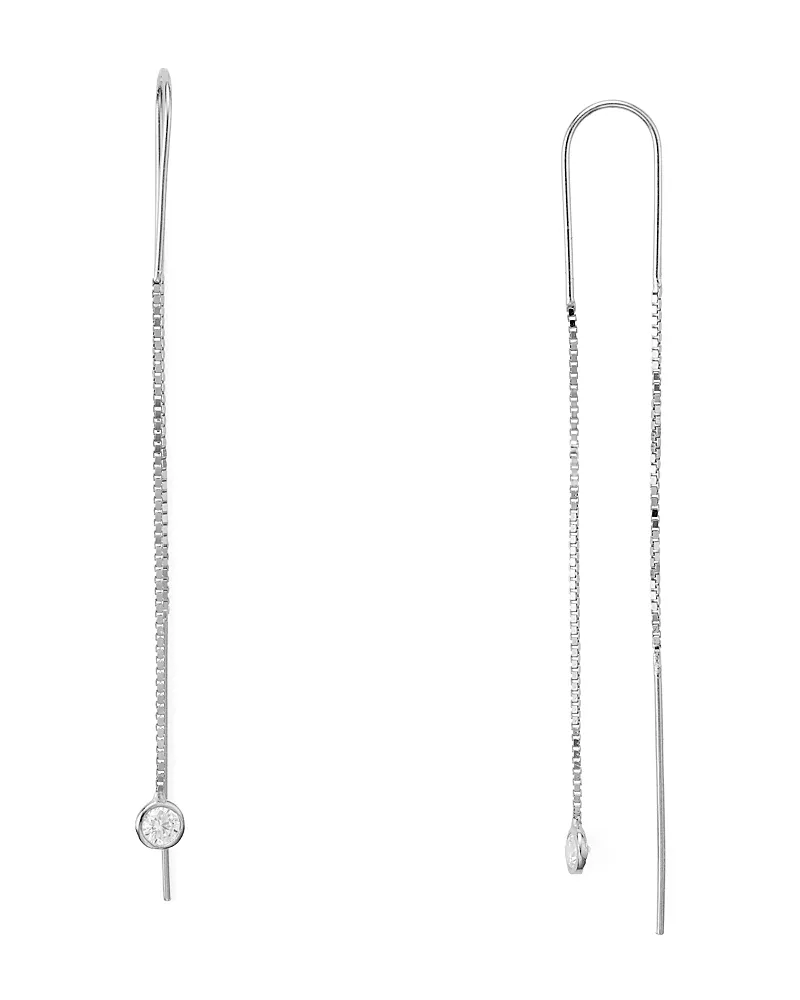 Aqua Sterling Silver Dangling Threader Earrings - Exclusive