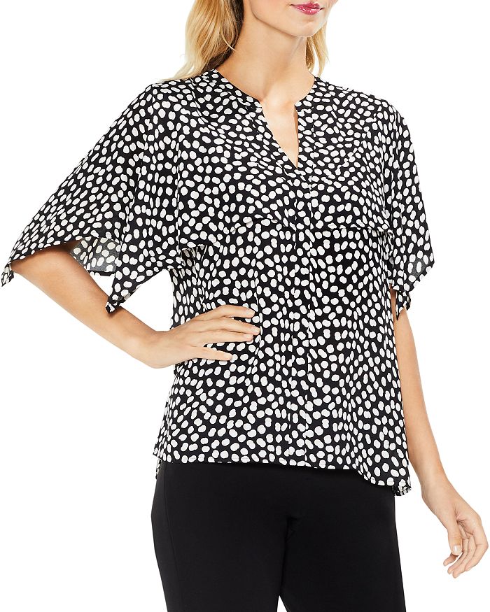 VINCE CAMUTO Cape Overlay Dot Print Blouse | Bloomingdale's