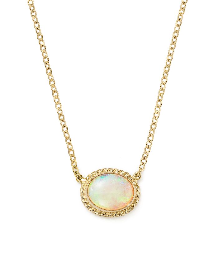 Bloomingdale's Opal Oval Pendant Necklace in 14K Yellow Gold, 18