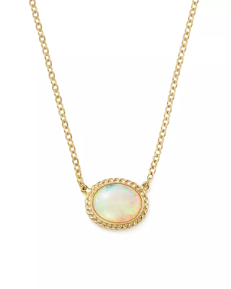 Bloomingdale's Fine Collection Opal Oval Pendant Necklace in 14K Yellow Gold, 18