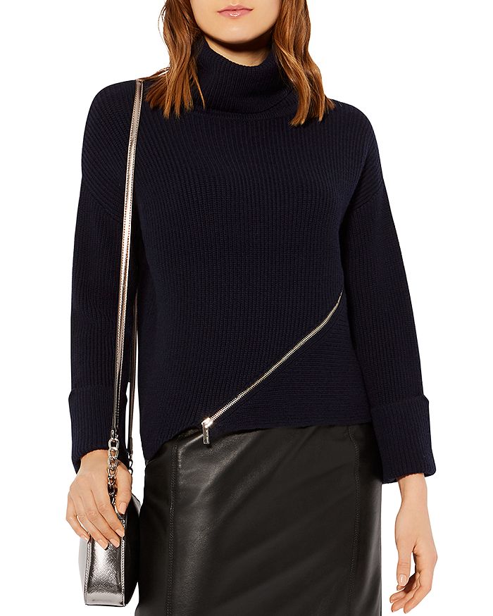 KAREN MILLEN Zip Detail Turtleneck Sweater Bloomingdale s