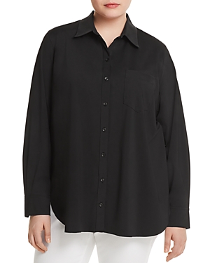 Lysse Plus Schiffer Pocketed Pleated-Back Button-Down Shirt