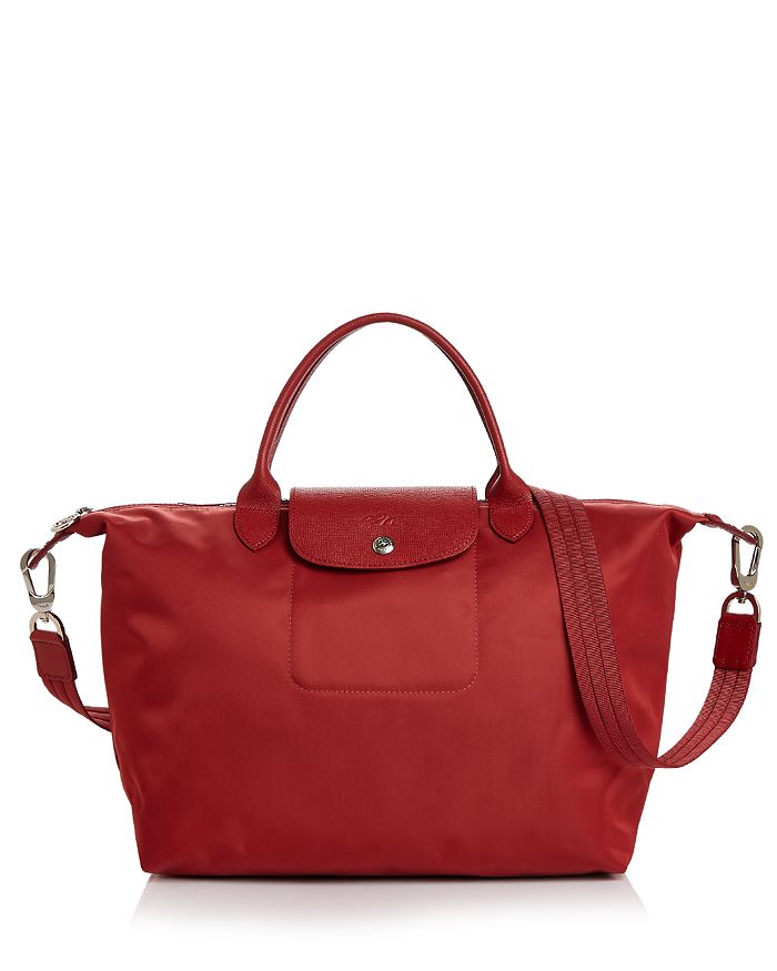 Longchamp Le Pliage Neo Medium Nylon Shoulder Bag In Red/silver