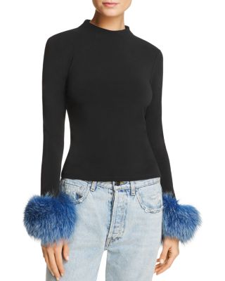 alice and olivia fur cuff dress