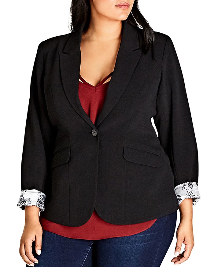 City Chic Plus City Chic Floral Lined Classic Blazer | Bloomingdale's