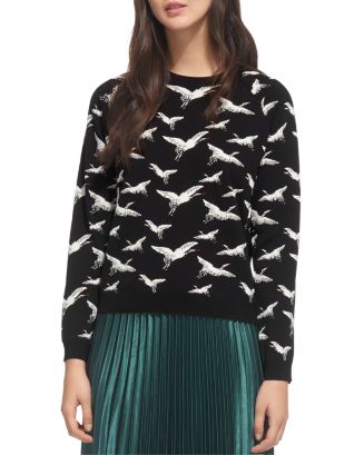 Women's Sweater - White Crane - Amethyst Ascent