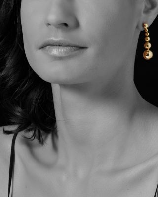 Caviar Gold Collection 18K Gold Graduated Six Bead Drop Earrings - Exclusive 