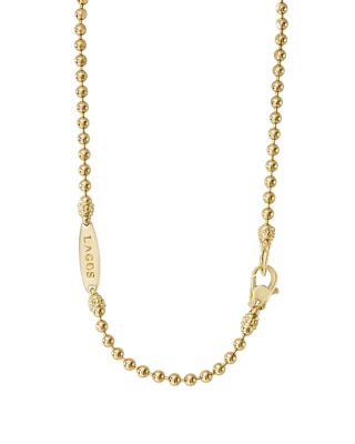 Caviar Gold Collection 18K Gold Ball Chain Necklace, 34"
