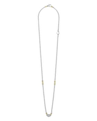 18K Gold & Sterling Silver Beloved Pav&eacute; Diamond Heart Pendant Necklace, 16"