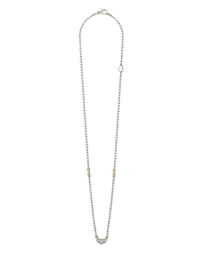 Lagos 18k Gold & Sterling Silver Beloved Pave Diamond Heart Pendant Necklace, 16 In White/silver