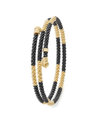 Gold & Black Caviar Collection 18K Gold & Ceramic Coil Bracelet 