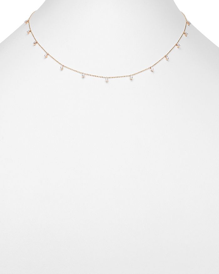 Shop Bloomingdale's Diamond Station Droplet Necklace In 14k Rose Gold, 0.50 Ct. T.w. - 100% Exclusive In White/rose