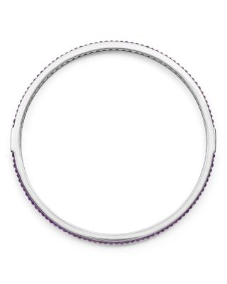 Sterling Silver Caviar Icon Amethyst Beaded Bangle Bracelet 