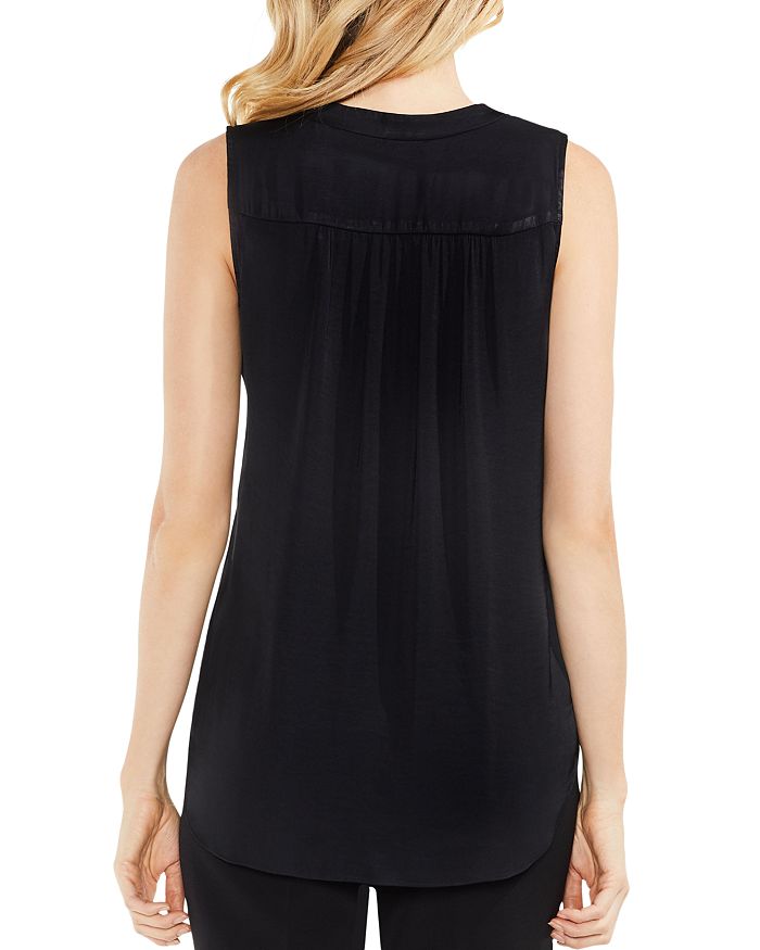 Shop Vince Camuto Shirred High/low Tank In Rich Black