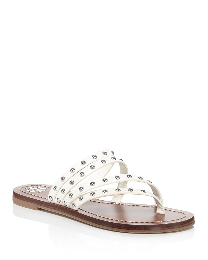 Tory Burch Women's Patos Studded Leather Thong Sandals | Bloomingdale's