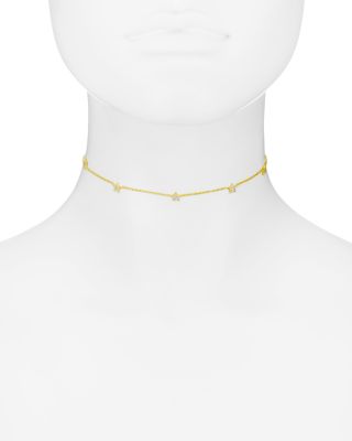 Pav&eacute; Star Choker Necklace, 15"