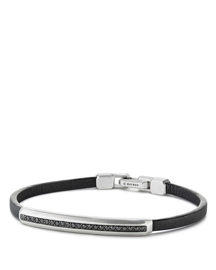 David Yurman - Pav&eacute; Leather ID Bracelet with Black Diamonds