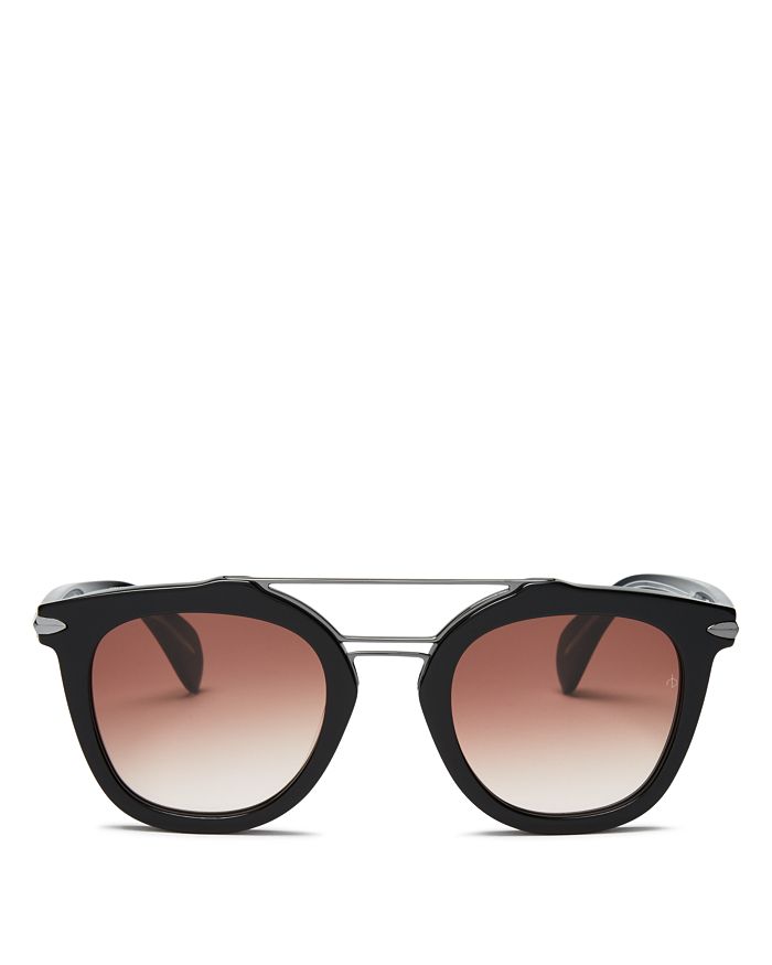 Rag & Bone Women's Brow Bar Round Sunglasses, 50mm In Black/brown