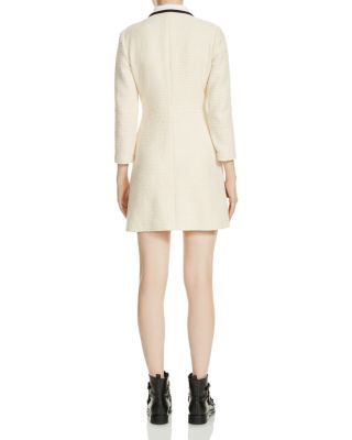 maje tweed shirt dress Tweed mini shirt dress - black