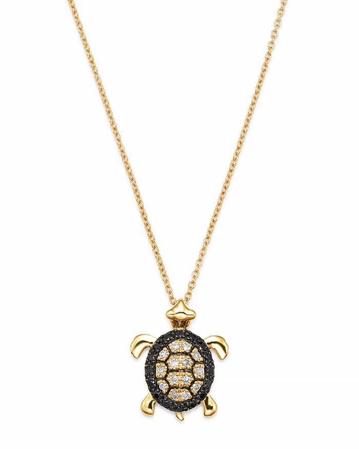 Bloomingdale's Black & White Diamond Turtle Pendant In 14k Yellow Gold - 100% Exclusive In Multi/gold