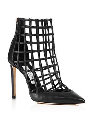 JIMMY CHOO WOMEN'S SHELDON 100 CAGED LEATHER HIGH-HEEL BOOTIES,J000104675