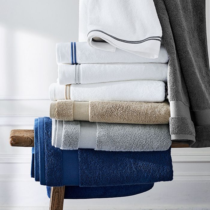 Shop Sferra Aura Towels In White/celadon