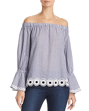 T TAHARI DELPHINE EMBROIDERED OFF-THE-SHOULDER BLOUSE,F4055508