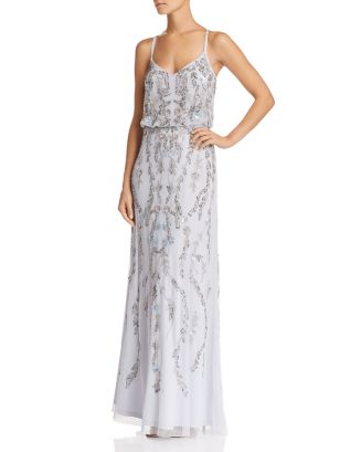 Adrianna Women's Papell Embellished Blouson Gown White Size 8