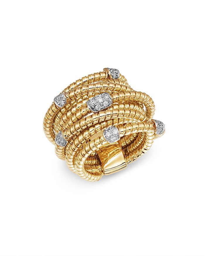 Bloomingdale's Diamond Coil Wide Statement Ring In 14k Yellow Gold, 0.30 Ct. T.w. - 100% Exclusive In White/gold
