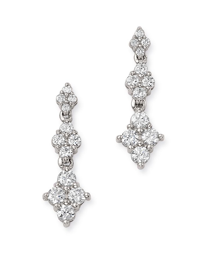Bloomingdale's Diamond Graduated Cluster Drop Earrings In 14k White