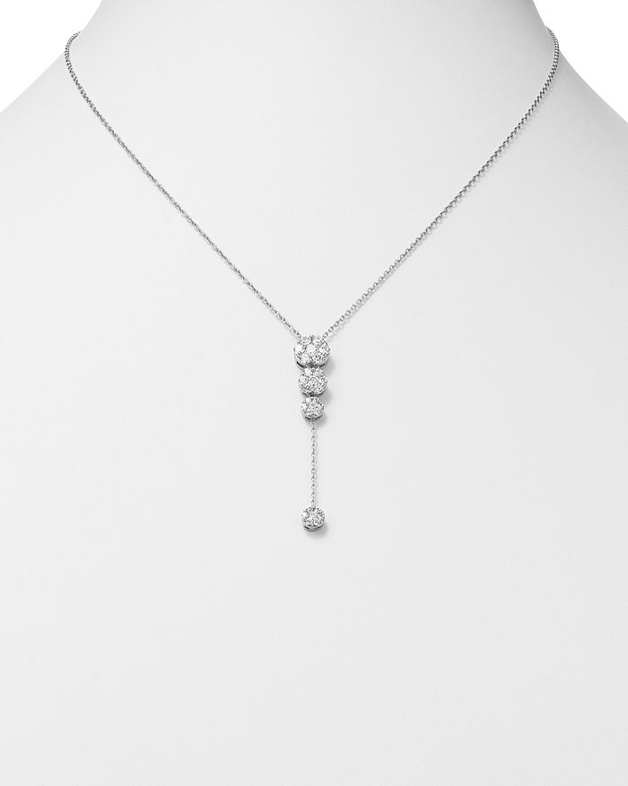 Shop Bloomingdale's Diamond Cluster Drop Y Necklace In 14k White Gold, 1.0 Ct. T.w.