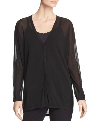 Eileen Fisher Sheer Silk V Neck Cardigan Bloomingdale s