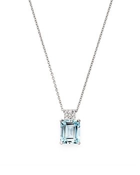 Bloomingdale's - Aquamarine & Diamond Pendant Necklace in 14K White Gold, 16" - 100% Exclusive 