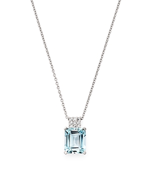 Bloomingdale's Aquamarine & Diamond Pendant Necklace in 14K White Gold, 16 - 100% Exclusive