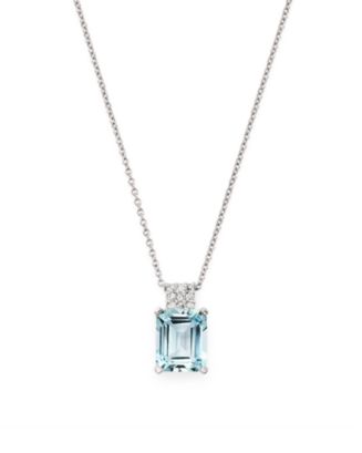 Bloomingdale's Aquamarine & Diamond Pendant Necklace in 14K White Gold ...