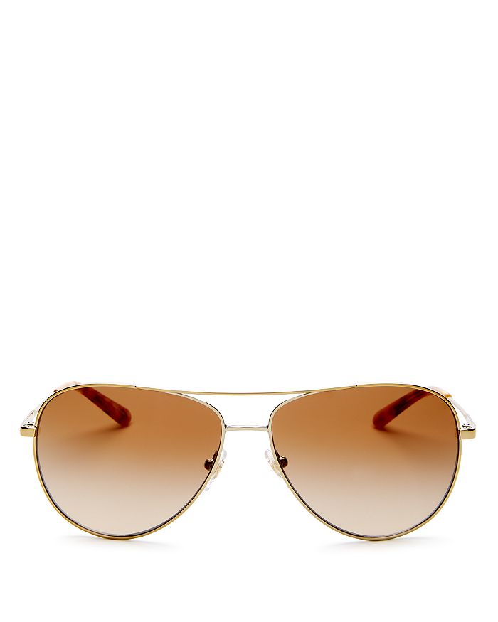 Tory Burch Women's Brow Bar Aviator Sunglasses, 59mm In Gold/brown