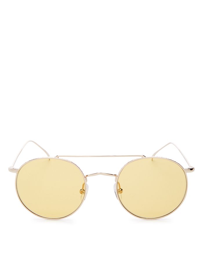 Illesteva Women's Allen Brow Bar Round Sunglasses, 50mm In Gold/honey