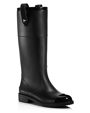 JIMMY CHOO EDITH RUBBER & LEATHER TALL BOOTS,J000103369